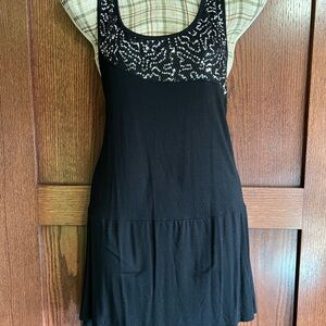 Black Sleeveless Dress with Sequin Detail